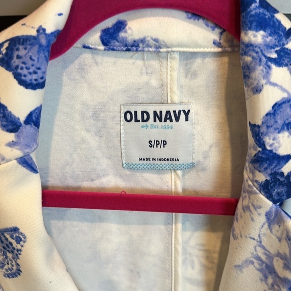 Old navy white with blue butterflies ponte blazer size S - Picture 2 of 3